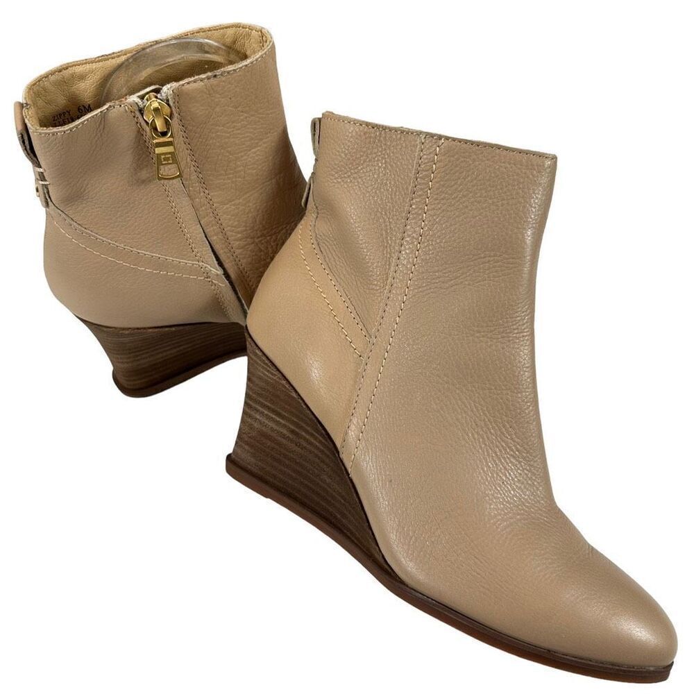 Lucca Lane Zippy Leather Zip-up Wedge Booties